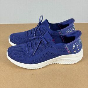 Skechers Slip-Ins Ultra Flex 4.0 Gemstone Glow Shoes Womens 7.5 Blue Butterfly